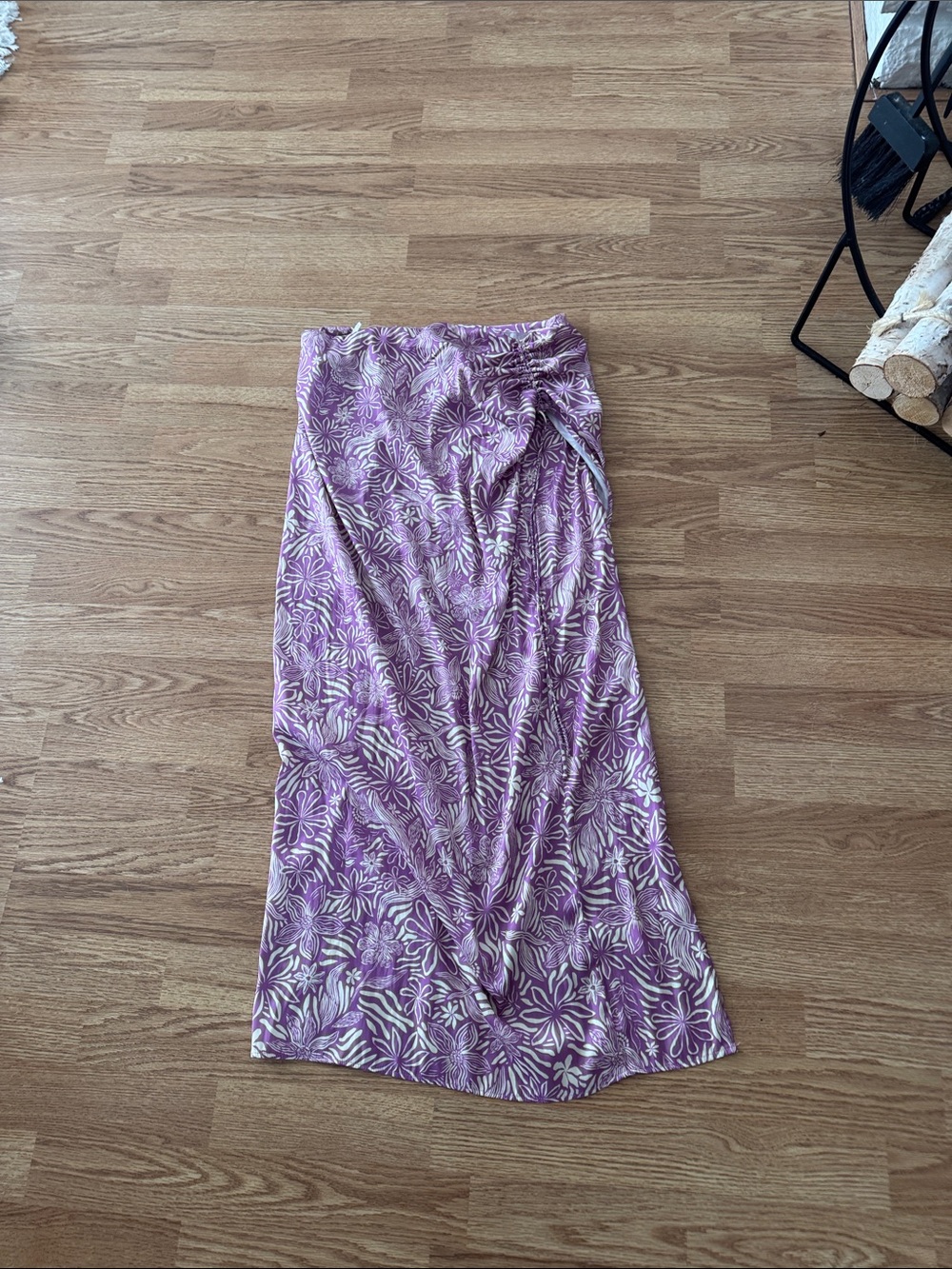 Free People Purple and White Floral Maxi Skirt